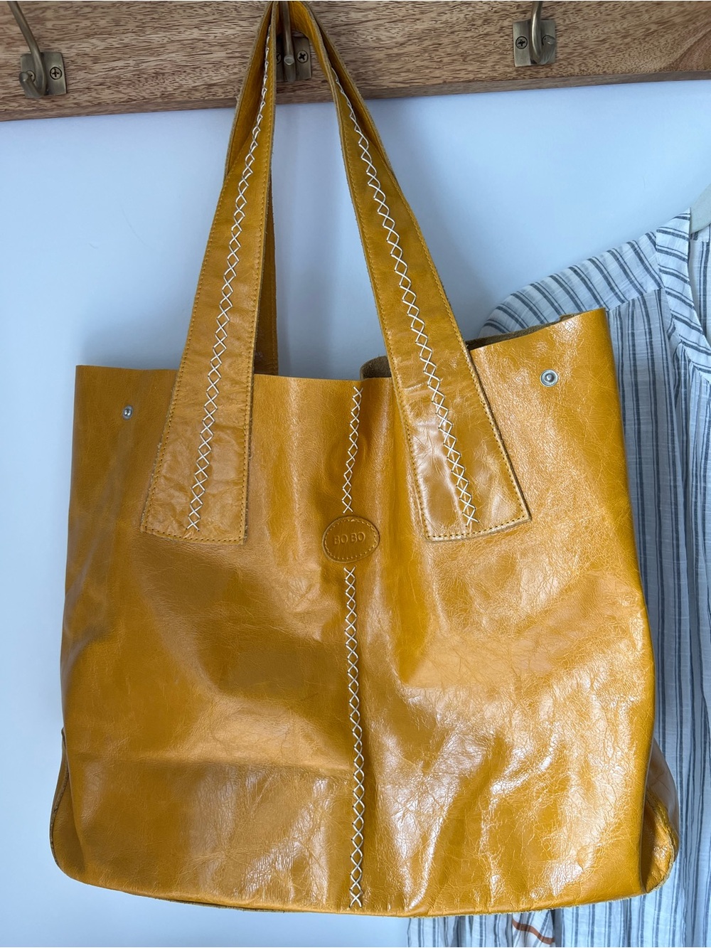 BO BO CALIFORNIA Yellow Leather Tote Bag